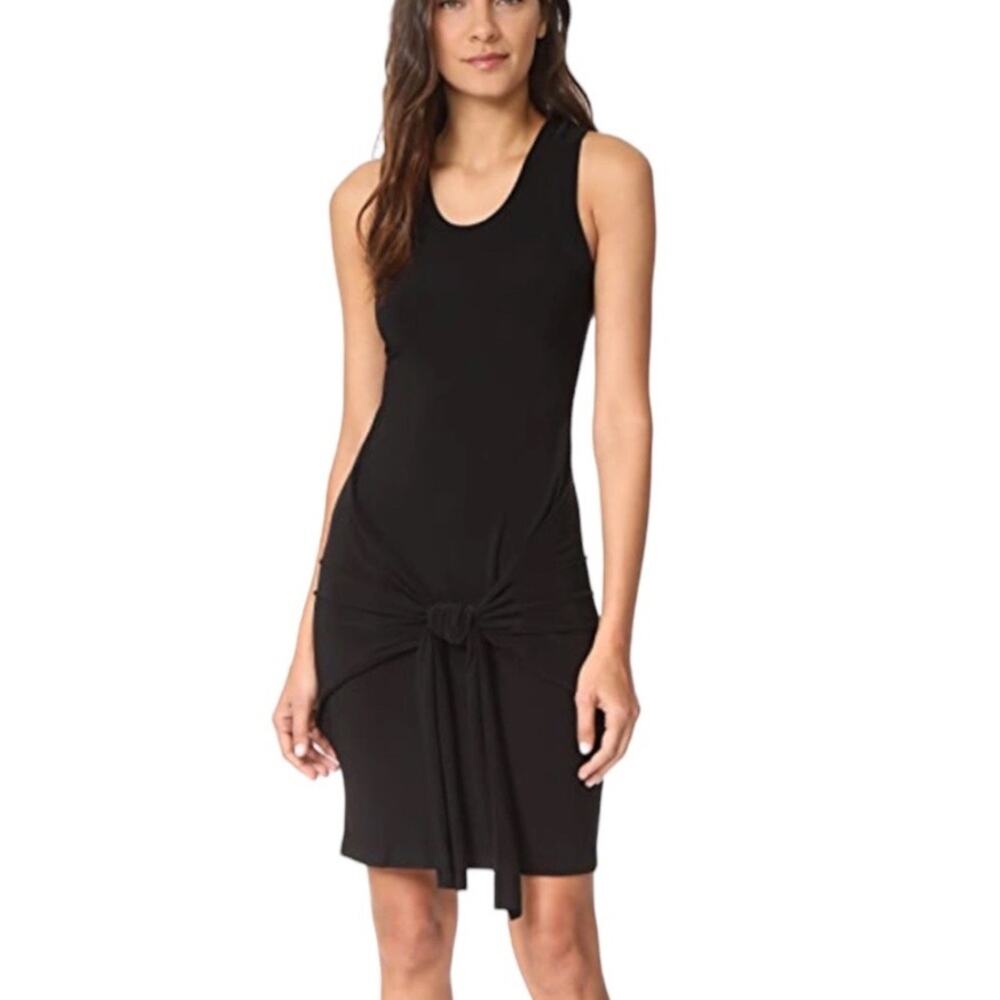 NORMA KAMALI FRONT-TIE RACERBACK FITTED MINI COVERUP DRESS IN BLACK